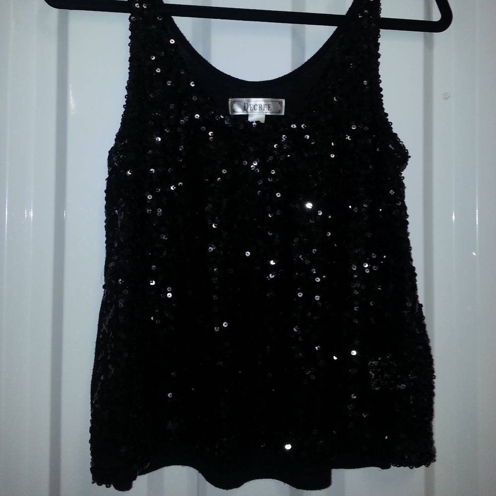 Decree sequin tank top size M women's black - Picture 2 of 7